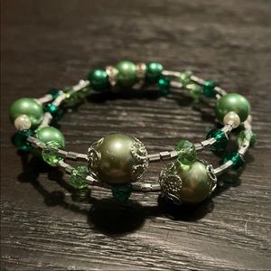 Wire beaded wrap around bracelet